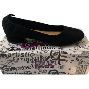 Brash Womens 10W Shoes Abby Black Faux Suede Long Vamp Scrunch Block Heel Wide